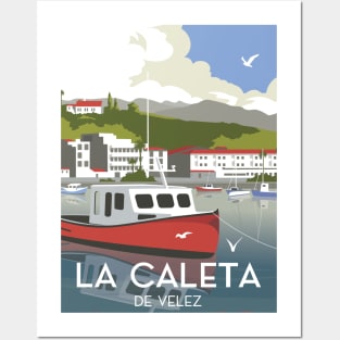 Spain La Caleta De Velez  Harbor Vintage Travel Poster Gift Posters and Art